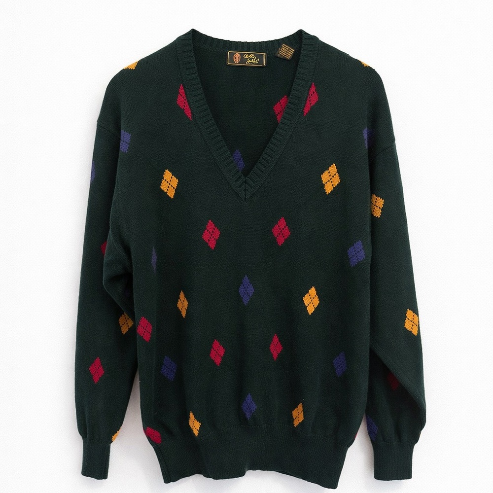 Retro Bobby Jones Multicolor Diamond Argyle Pullover Sweater | Size M